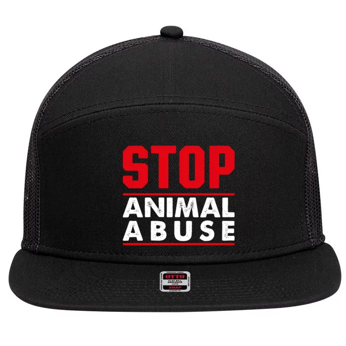 Stop Animal Abuse Stop Violence Agaist Animal 7 Panel Mesh Trucker Snapback Hat