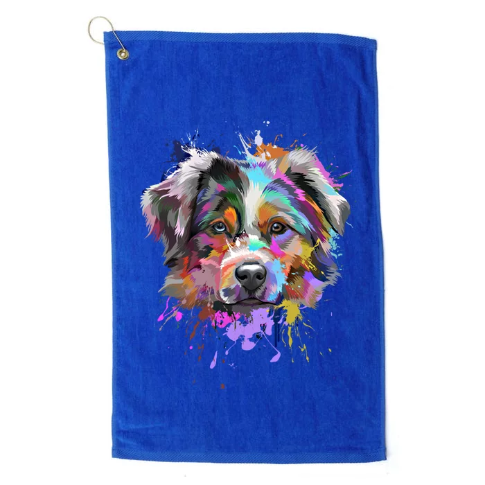 Splash Art Australian Shepherd Gift Aussie Lovers Funny Gift Platinum Collection Golf Towel