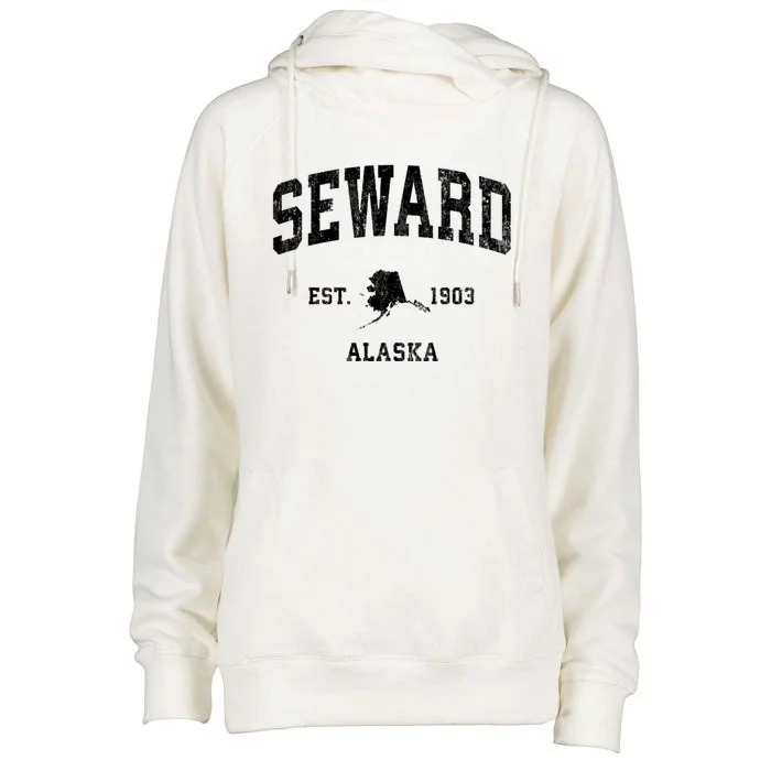 Seward Alaska Ak Vintage Established Athletic Sports Design Womens Funnel Neck Pullover Hood