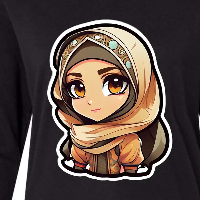 Seductive Anime Arab Hijab Head Scarf Beautiful Gift For Ramadan Mubarak Womens Cotton Relaxed Long Sleeve T-Shirt