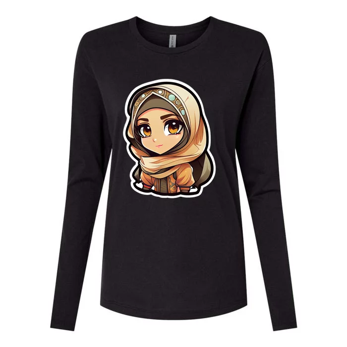 Seductive Anime Arab Hijab Head Scarf Beautiful Gift For Ramadan Mubarak Womens Cotton Relaxed Long Sleeve T-Shirt