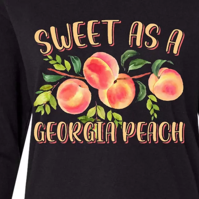 Sweet As A Georgia Peach Funny Southern Georgia Womens Cotton Relaxed Long Sleeve T-Shirt