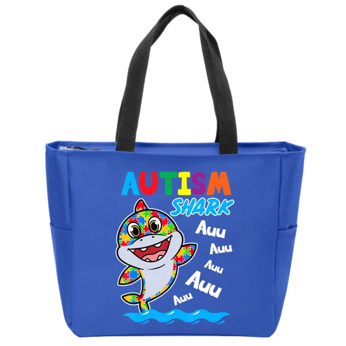 Shark Autism Awareness Puzzle Funny Meaningful Gift Zip Tote Bag