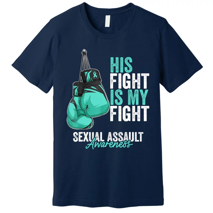 Sexual Assault Awareness Month Boxing Gloves Teal Ribbon Premium T-Shirt