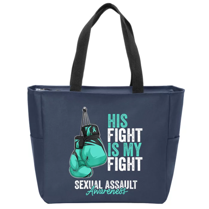 Sexual Assault Awareness Month Boxing Gloves Teal Ribbon Zip Tote Bag