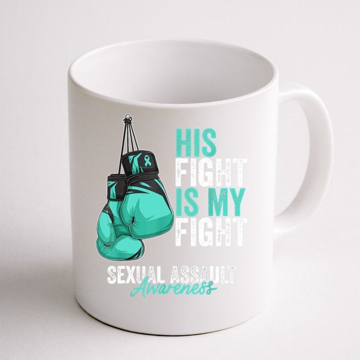 Sexual Assault Awareness Month Boxing Gloves Teal Ribbon Front & Back Coffee Mug