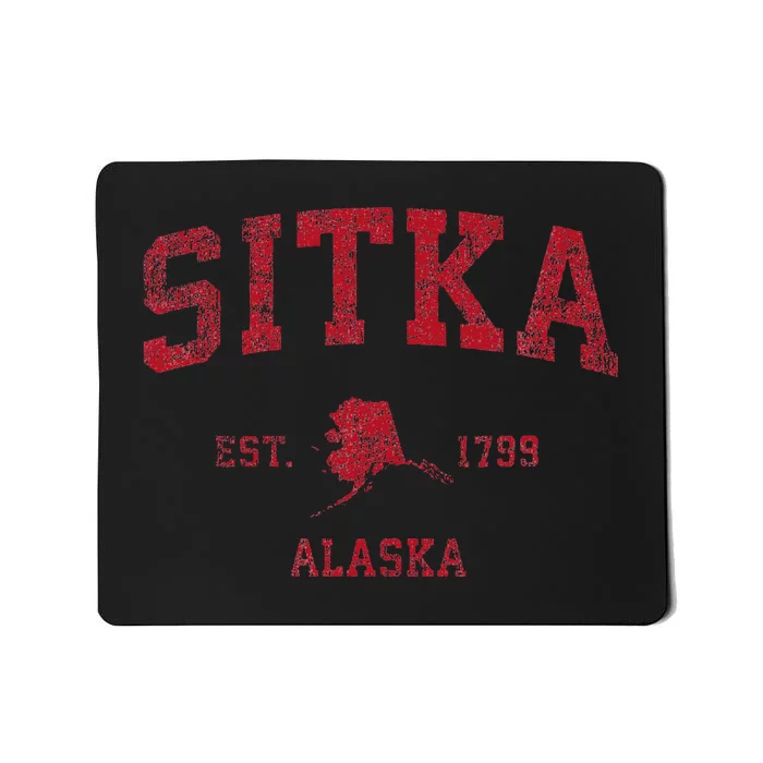 Sitka Alaska Ak Vintage Sports Design Red Print Mousepad