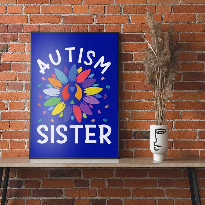 Sunflower Autism Awareness Day Matching Family Autism Sister Gift Poster