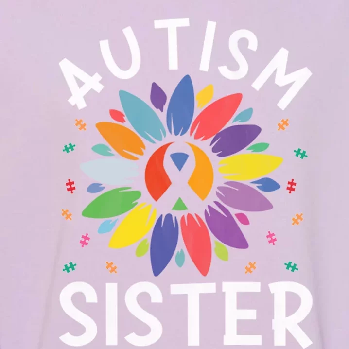 Sunflower Autism Awareness Day Matching Family Autism Sister Gift Garment-Dyed Sweatshirt