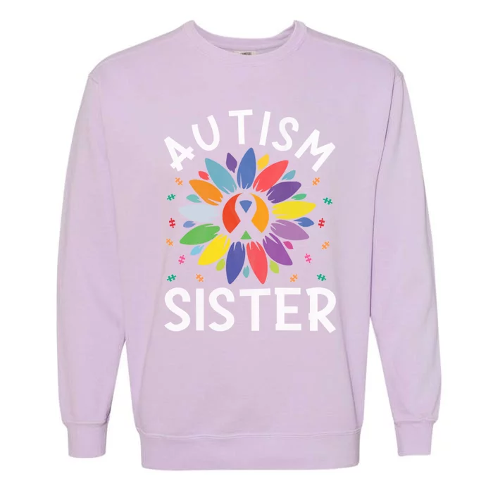 Sunflower Autism Awareness Day Matching Family Autism Sister Gift Garment-Dyed Sweatshirt