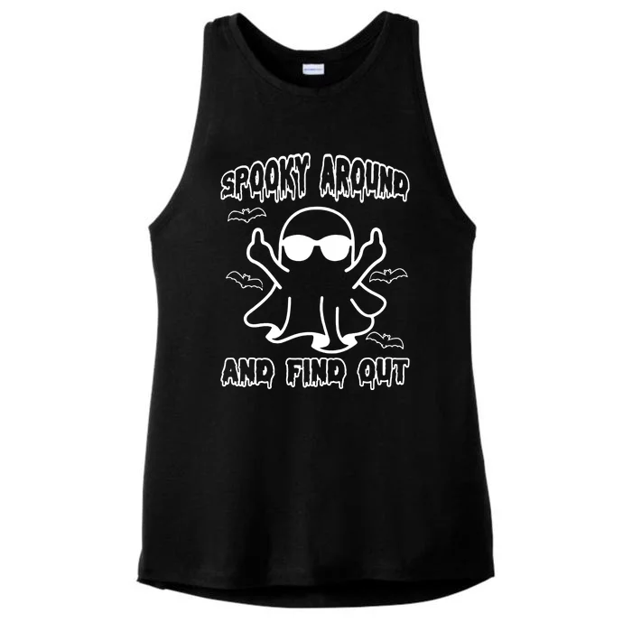 Spook Around And Find Out Ghost Halloween Ladies Tri-Blend Wicking Tank