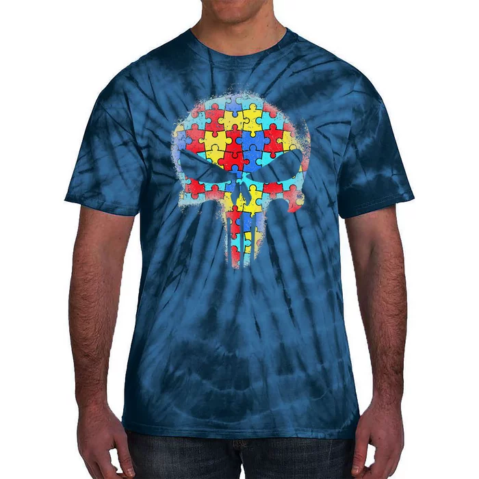 Skull Autism Awareness Tee Mom Dad Autism Tie-Dye T-Shirt