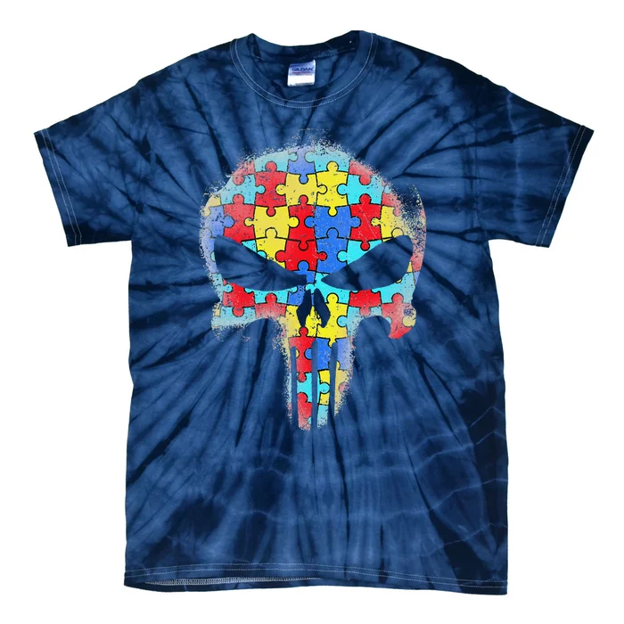 Skull Autism Awareness Tee Mom Dad Autism Tie-Dye T-Shirt