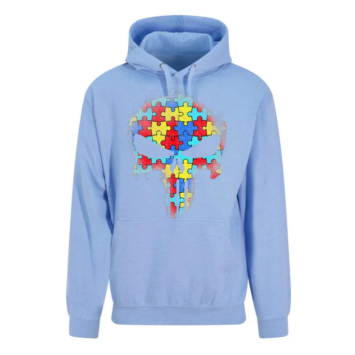 Skull Autism Awareness Tee Mom Dad Autism Unisex Surf Hoodie