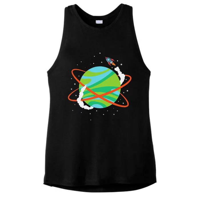 Spacecraft Approaching A Distant Exoplanet Ladies Tri-Blend Wicking Tank