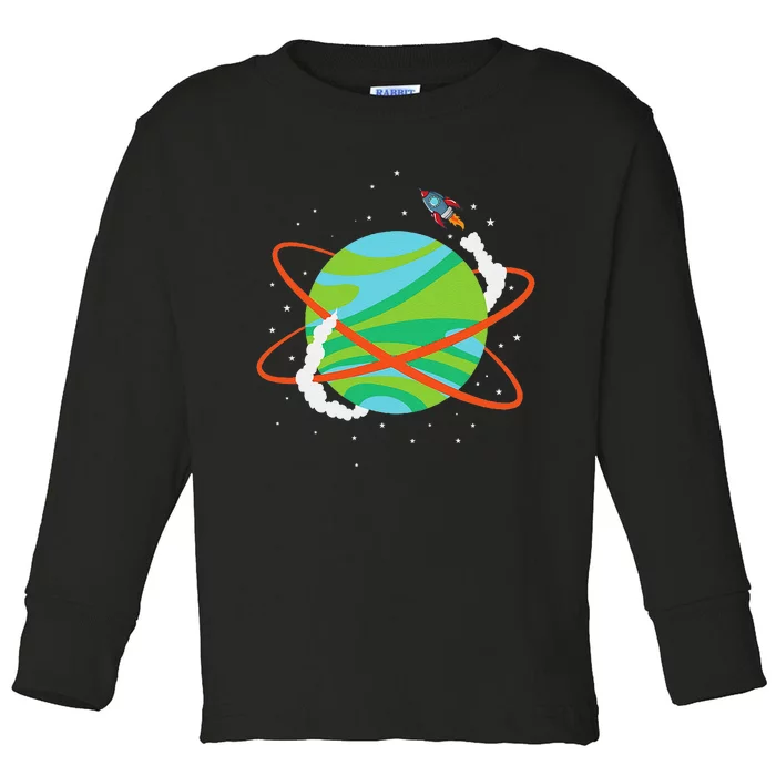 Spacecraft Approaching A Distant Exoplanet Toddler Long Sleeve Shirt