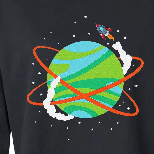 Spacecraft Approaching A Distant Exoplanet Cropped Pullover Crew