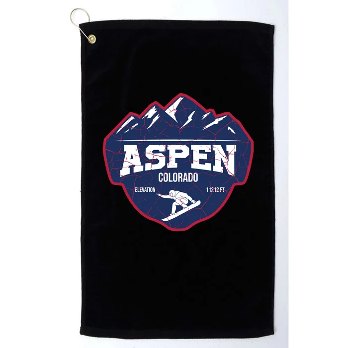 Ski At Aspen Colorado Grunge Style Platinum Collection Golf Towel