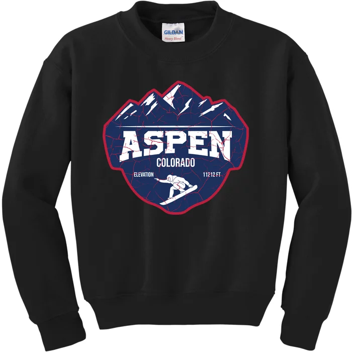 Ski At Aspen Colorado Grunge Style Kids Sweatshirt