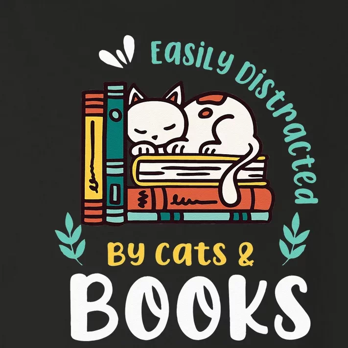 Saying About Books Easily Distracted By Cats And Books Toddler Long Sleeve Shirt