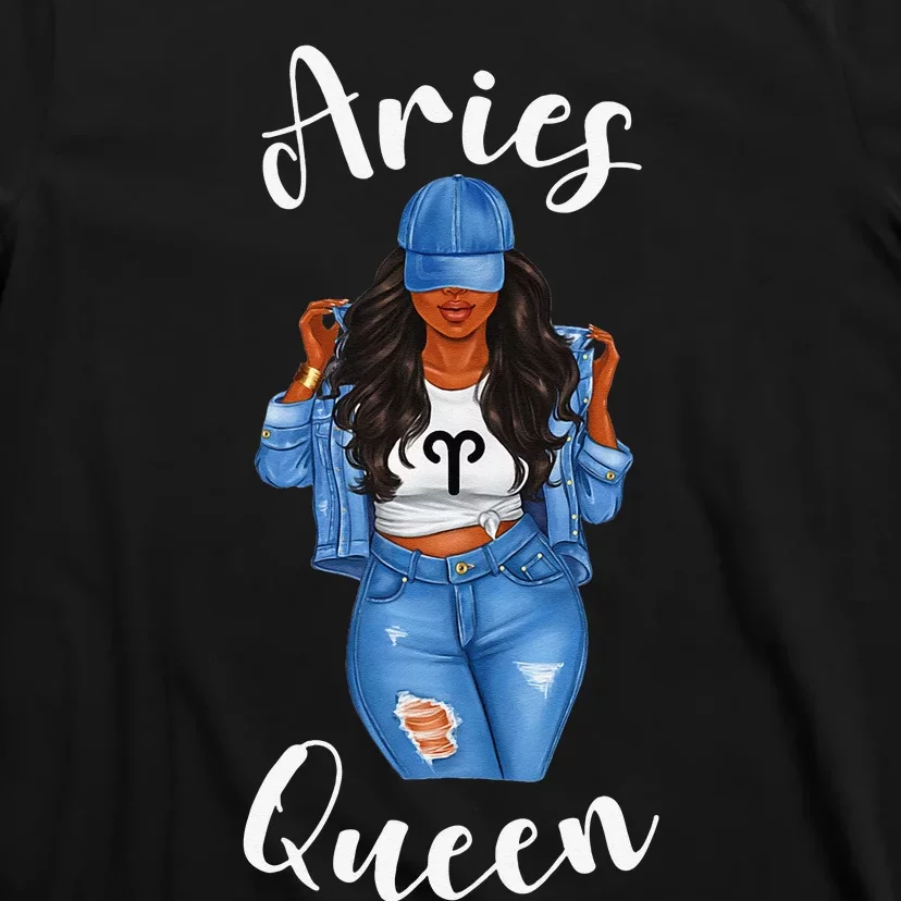 Streetwise Aries Black Queen Afro Wo Zodiac Birthday T-Shirt