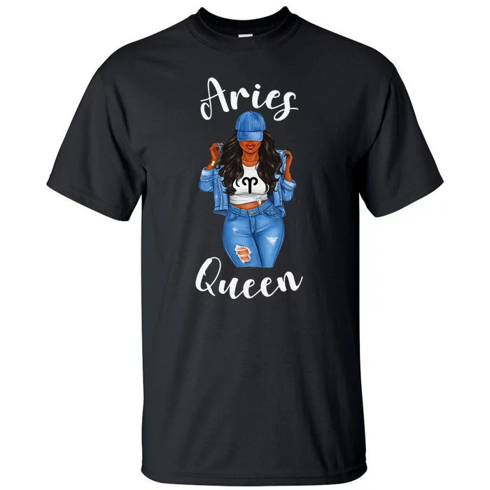 Streetwise Aries Black Queen Afro Wo Zodiac Birthday Tall T-Shirt