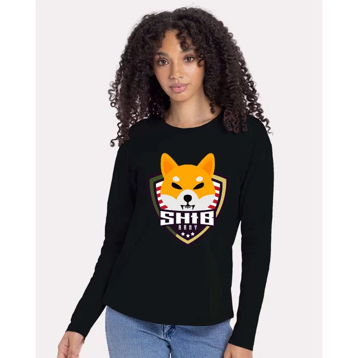 Shiba Army Badge Crest Womens Cotton Relaxed Long Sleeve T-Shirt