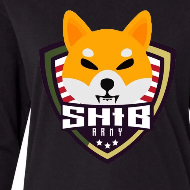 Shiba Army Badge Crest Womens Cotton Relaxed Long Sleeve T-Shirt