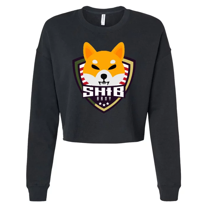 Shiba Army Badge Crest Cropped Pullover Crew