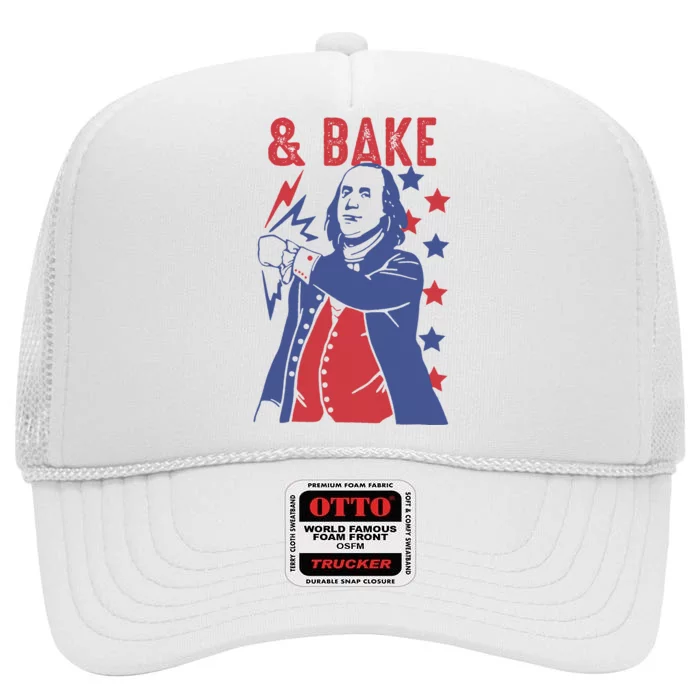 Shake And Bake Funny Couple Matching 4th of July Bake High Crown Mesh Trucker Hat