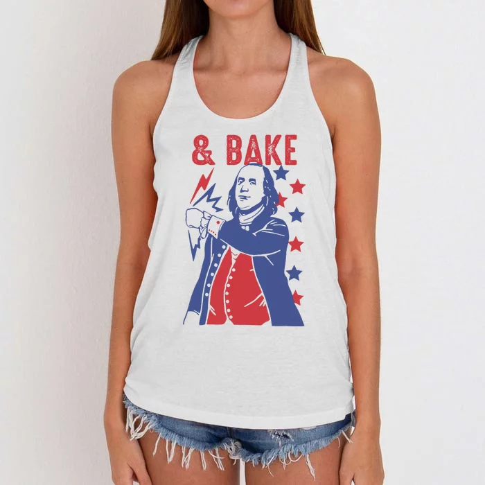 Shake And Bake Funny Couple Matching 4th of July Bake Women's Knotted Racerback Tank