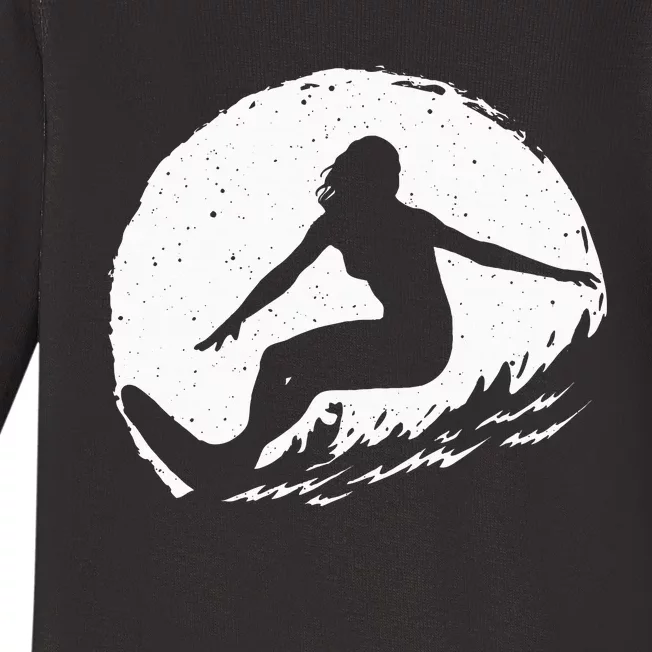 Surf Art Beach Surfer Hawaiian Wave Surfing Baby Long Sleeve Bodysuit