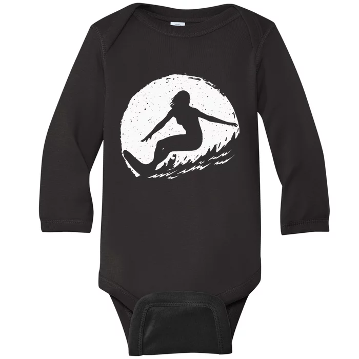 Surf Art Beach Surfer Hawaiian Wave Surfing Baby Long Sleeve Bodysuit