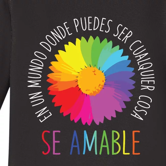 Se Amable Be Kind In Spanish Encouraging And Inspiring Baby Long Sleeve Bodysuit