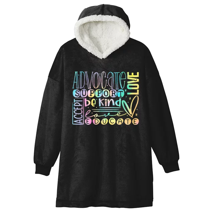 Support Accept Be Kind Autism Advocate Hooded Wearable Blanket