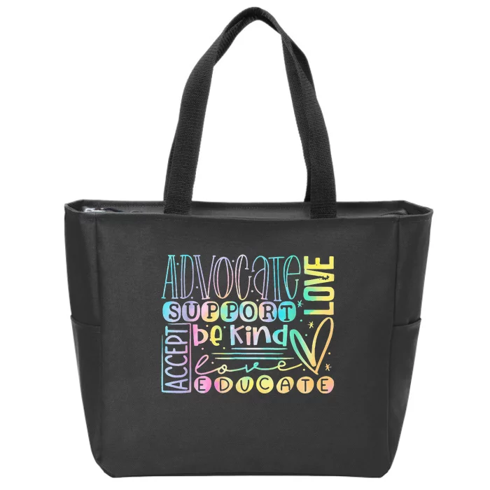 Support Accept Be Kind Autism Advocate Zip Tote Bag