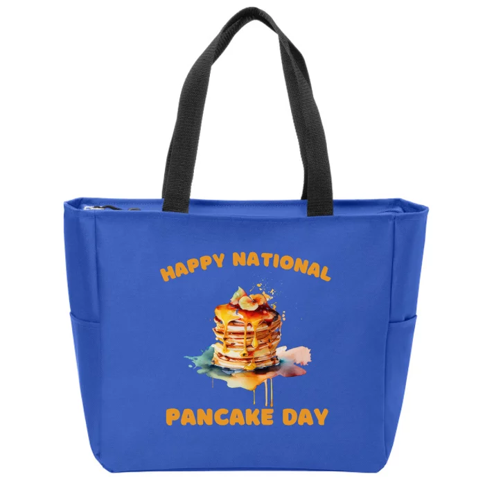 Syrup And Breakfast Happy National Pancake Day Gift Zip Tote Bag