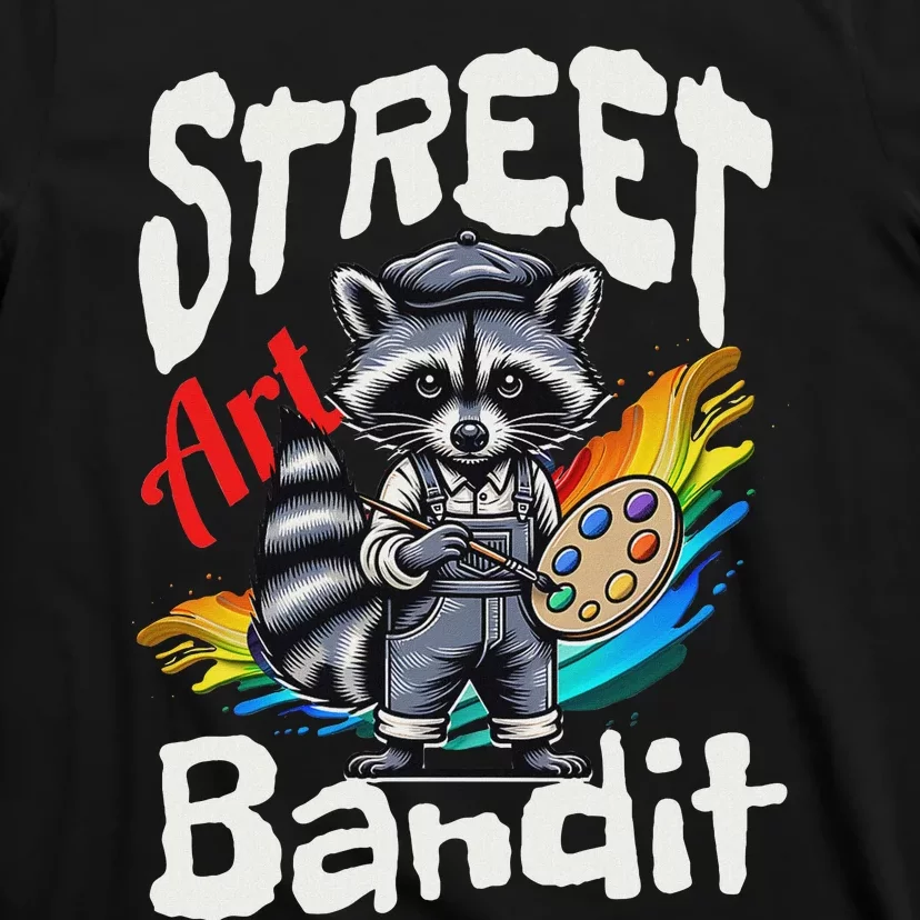 Street Art Bandit Urban Graffiti Raccoon Design T-Shirt