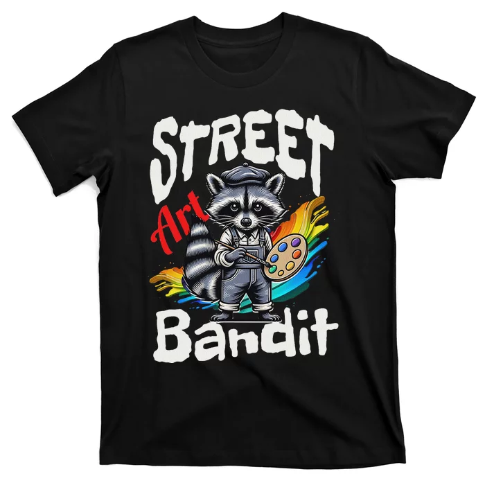 Street Art Bandit Urban Graffiti Raccoon Design T-Shirt