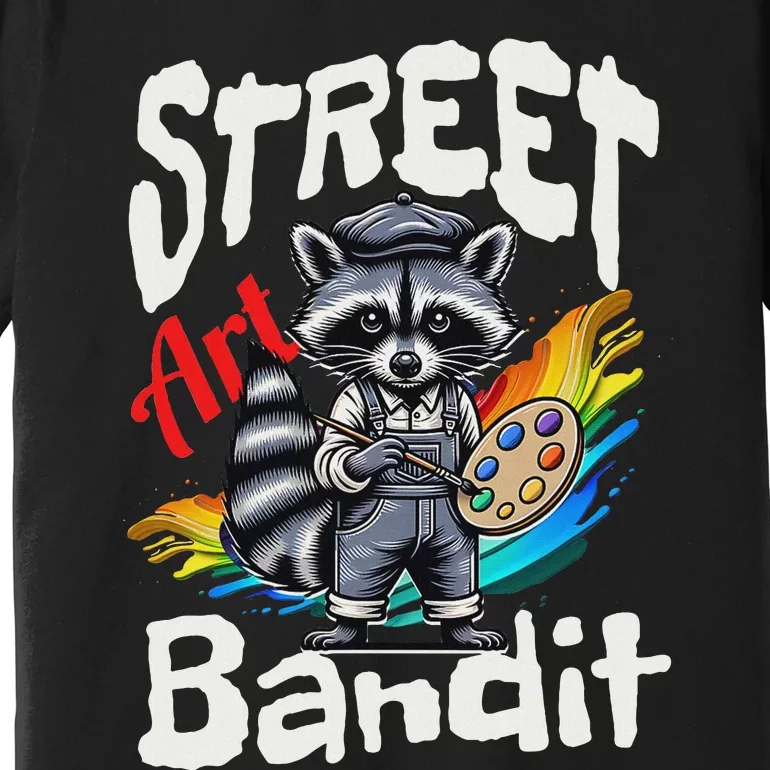 Street Art Bandit Urban Graffiti Raccoon Design Premium T-Shirt