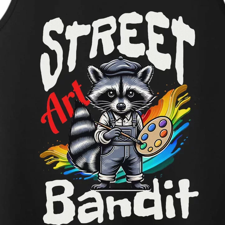 Street Art Bandit Urban Graffiti Raccoon Design Performance Tank