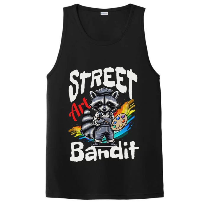 Street Art Bandit Urban Graffiti Raccoon Design Performance Tank