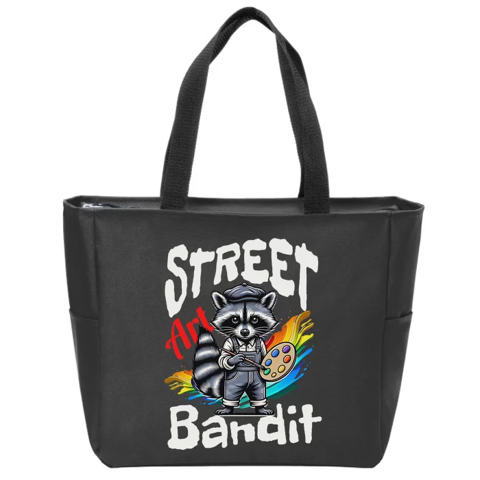 Street Art Bandit Urban Graffiti Raccoon Design Zip Tote Bag