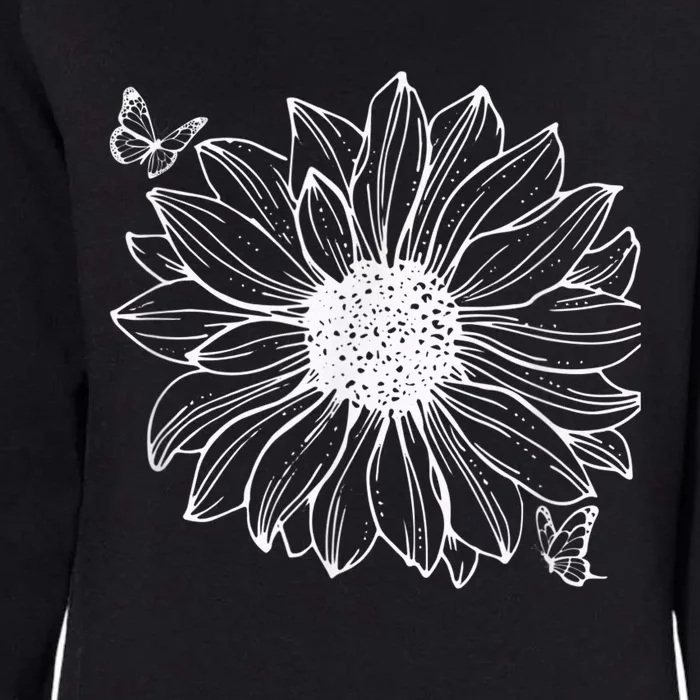 Sunflower And Butterflies Flowers Nature Boho Womens California Wash Sweatshirt