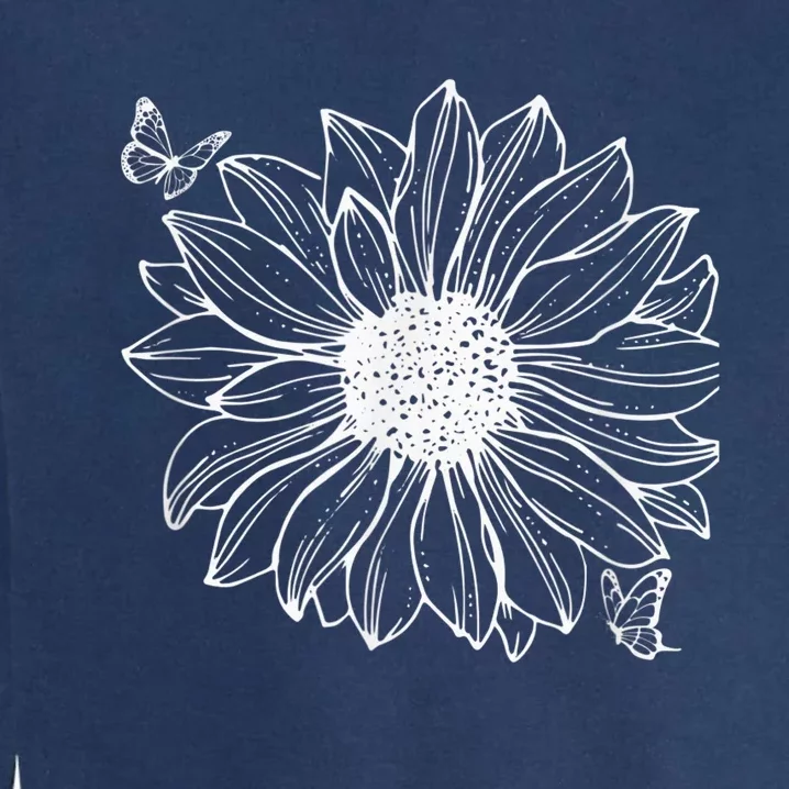 Sunflower And Butterflies Flowers Nature Boho Garment-Dyed Sweatshirt