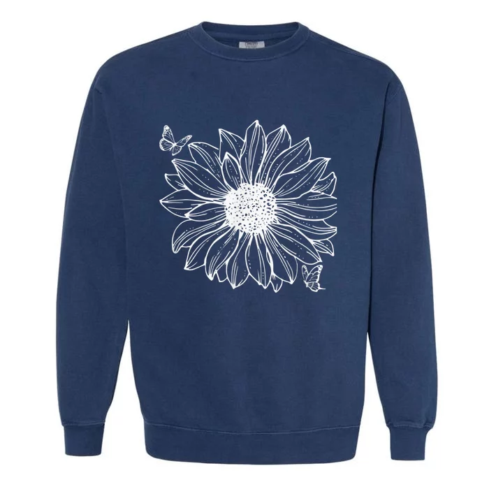 Sunflower And Butterflies Flowers Nature Boho Garment-Dyed Sweatshirt