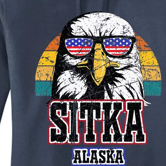 Sitka Alaska Bald Eagle Usa Flag Women's Pullover Hoodie