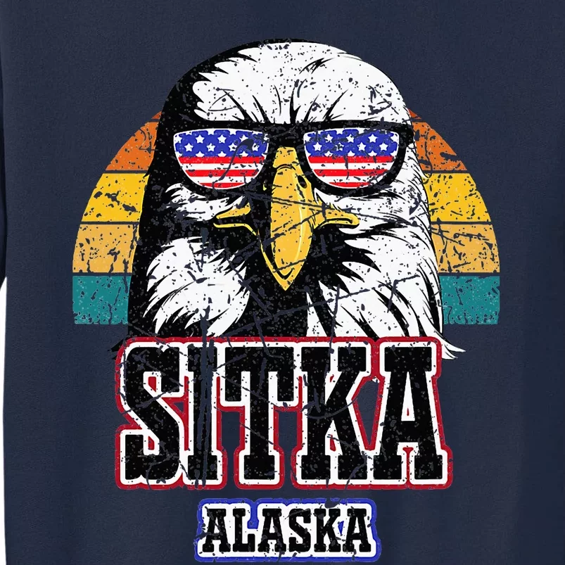 Sitka Alaska Bald Eagle Usa Flag Tall Sweatshirt