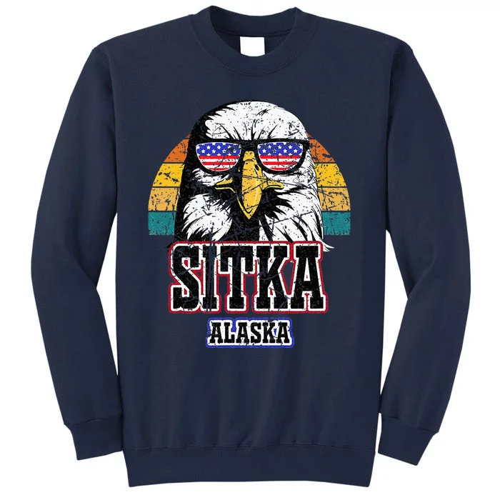 Sitka Alaska Bald Eagle Usa Flag Tall Sweatshirt