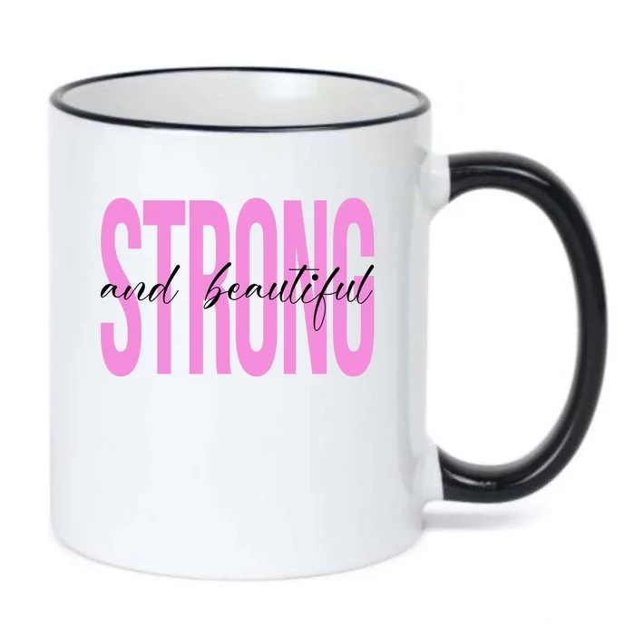 Strong And Beautiful Breast Cancer Awareness Black Color Changing Mug